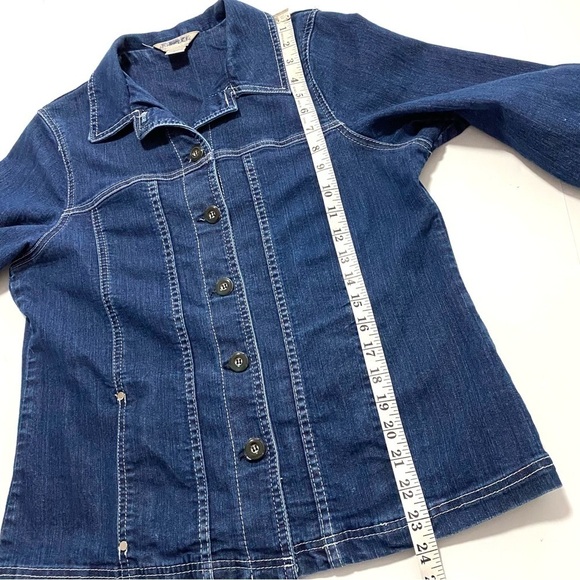 Allison Daley Blue Jean Jacket Blazer Stretchy Size 8 Medium Cotton Casual - Picture 13 of 15